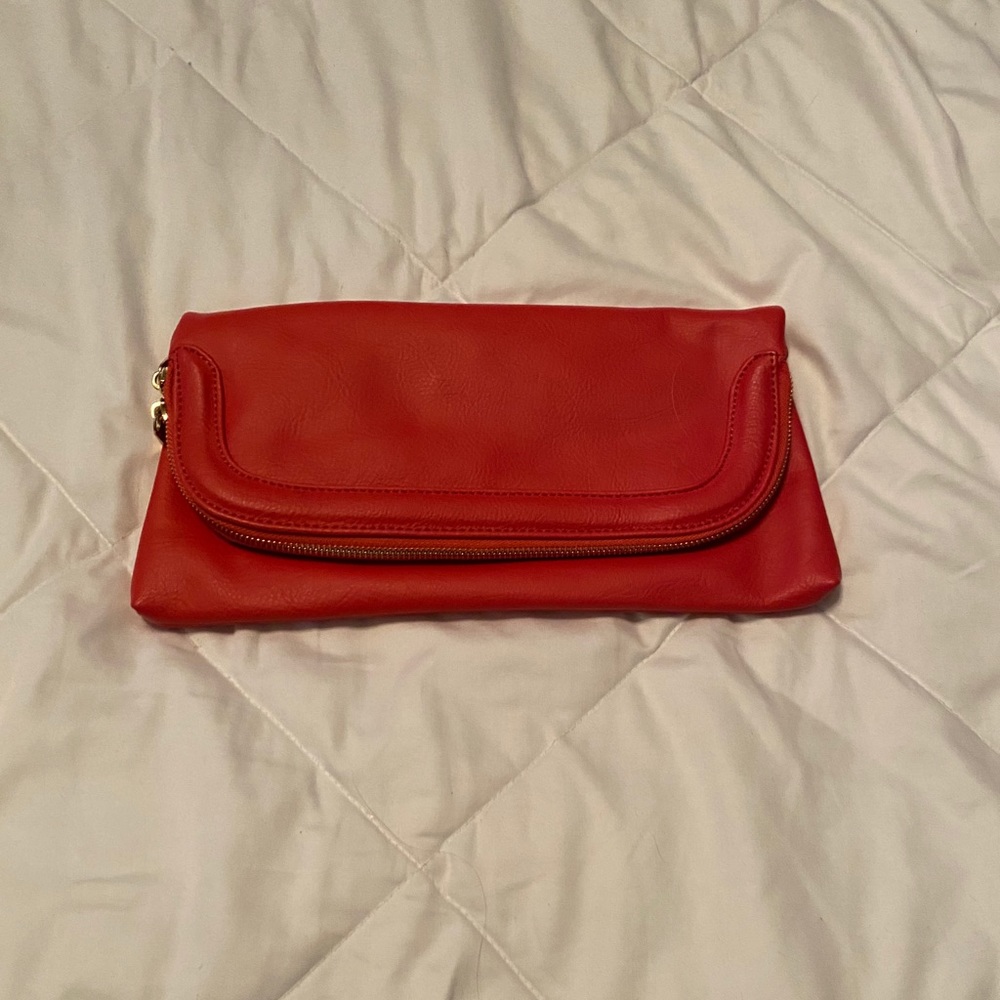 Red clutch bag